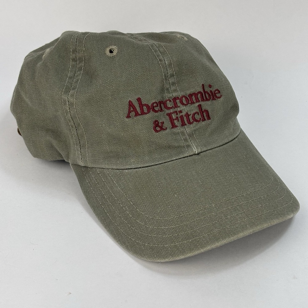 VTG 90's Abercrombie & Fitch Hat Adjustable Strap Green Canvas USA Made Spellout